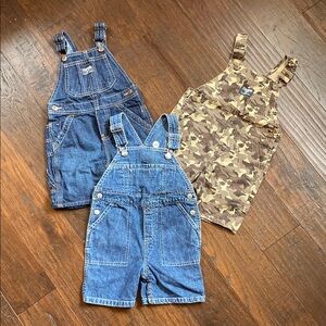 Kids Denim and Camo Overalls Set